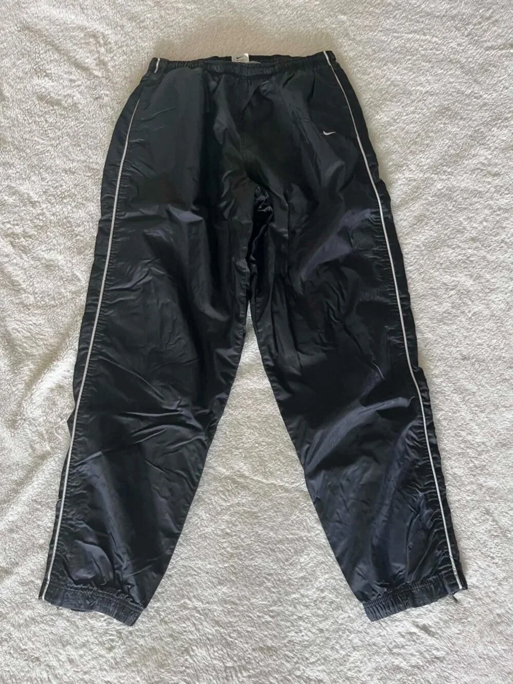 Vintage Nike Men's Large Black Windbreaker Track Pants ankle side zip